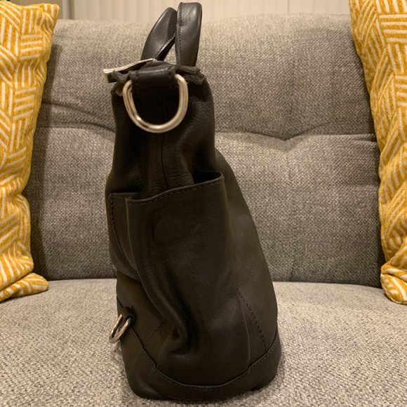 B. Makowsky Black Leather Convertible Backpack Tote main image 13